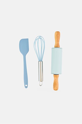 Phantom Chef 3 Pcs Silicone Spatula, Whisk And Rolling Pin Set, Multicolor