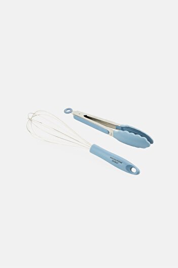 Phantom Chef 2 Pieces Silicon Whisk And Tong Set Sage Blue