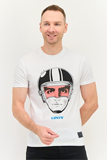 Levi's Men Crew Neck Short Sleeve Graphic Print T-Shirt, White