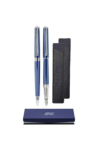 Daco Set Pix si Stilou SE280A albastru + etui piele FLR