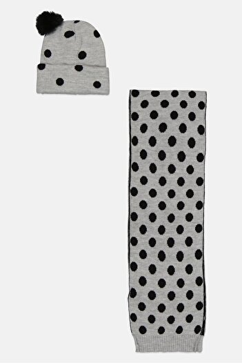 Sinsay Kids Girl Polka Dots Scarf And Beanie Set, Multicolor