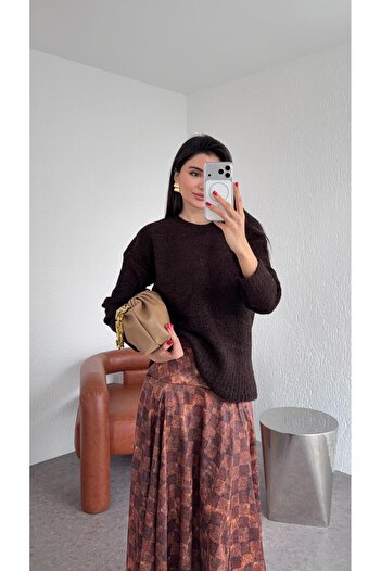 HAZELANNA Brown Boucle Sweater
