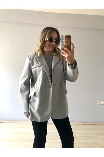 Gözde Tasarım Butik Women's Gray Color Padded Thick Padded Jacket