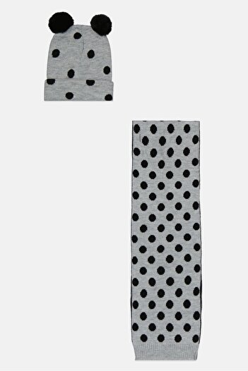 Sinsay Kids Girl Polka Dots Scarf And Beanie Set, Multicolor