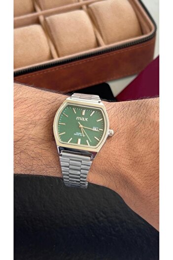 catera Men's Watch with Silver Stainless Steel Strap and Green Dial