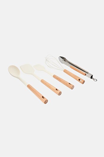 Phantom Chef 5 Pcs Wooden Handle Kitchen Utensils Set, Multicolor