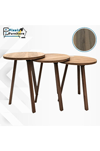 PixelsFurniture Pixel Furniture 3 Piece Round Coffee and Tea Serving Table Set
