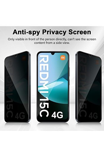 m.tk moveteck Xiaomi Redmi 15C Compatible Ghost Screen Protector Shatterproof Glass Full Coverage Privacy Glass