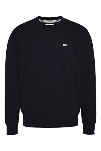 Tommy Jeans , Cotton Blend Sweater with Crew Neck, Black, L