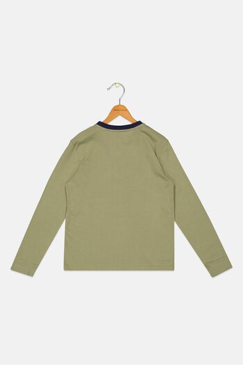 Rumi + Ryder Kids Boy Round Neck Long Sleeves Plain T-Shirt, Green