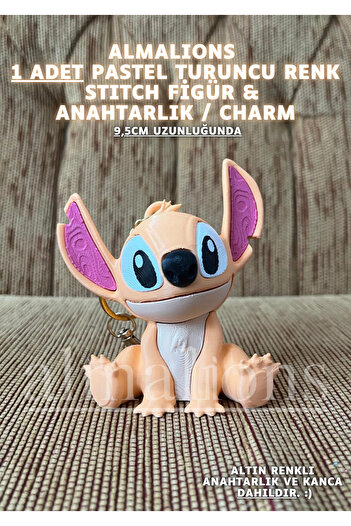 almalions Stitch 9.5 cm Figure Toy Keychain Charm Bag Ornament Pastel Orange