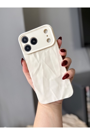 MİRAZ TASARIM iPhone 17 Pro Max Ecru 3D Crystal Cut Ecru Case