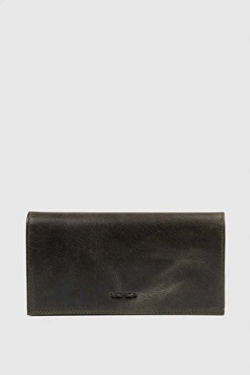 MORCA Genuine Leather Wallet with Phone Compartment, Magnetic and Hand Strap, Unisex Crazy Green