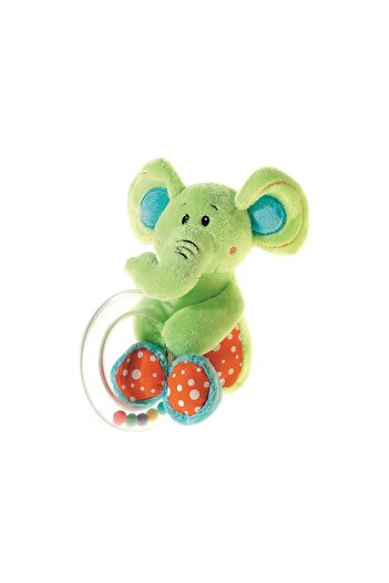 Karl Hausmann Toy Ring with Beads and Plush Elephant 0L+, Heunec A Haberkorn