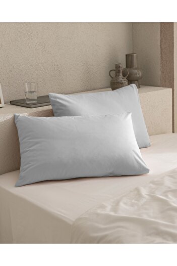 Madame Coco Manon 100% Cotton Ranforce Plain Set of 2 Pillowcases - Gray