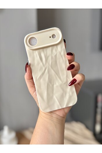 MİRAZ TASARIM iPhone 17 Air Ecru 3D Crystal Cut Ecru Case