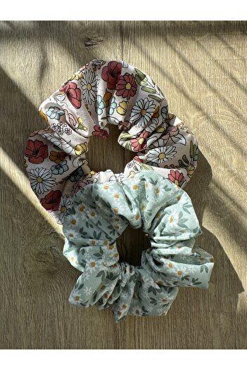 White Alamode Flower Patterned Soft Color 2-Piece Bagel Buckle