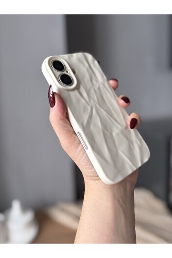 MİRAZ TASARIM iPhone 17 Ecru 3D Crystal Cut Ecru Case