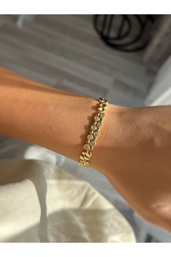 ToffyStore Vip Double Row Gold Stone Detail Bracelet