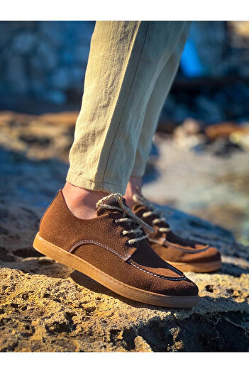 Zerenyus Zrk-X5 Brown Suede Lace-Up Daily Men's Casual Shoes