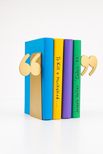 VENON 2 Pieces Matte Gold Special Series ""Nail Sign"" Metal Bookends Book Holder Home and Office Decorative
