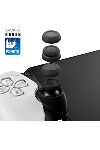 mazn مجموعة قبضة الإبهام Savage Raven من Skull & Co. لجهاز PlayStation Portal - أسود، 3 أزواج (6 قطع)