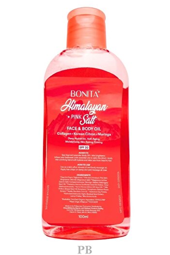 BONİTA Himalayan Pink Salt Face and Body Oil with SPF 30, Korean Citron, Collagen, Moringa 100ml