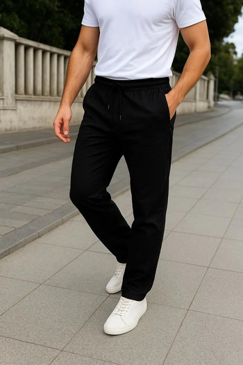 Silerra Men's Linen Pants – Pockets, Elastic Waistband and Drawstring, Breathable Comfortable Fit, Summer and Spring Season