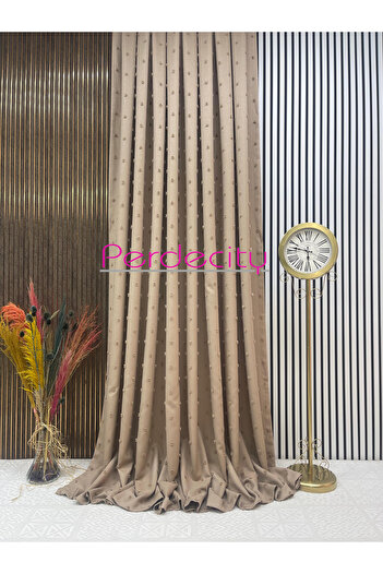 PERDECITY Bohemian Style Linen Pom-Pom Cream Background Curtain Does Not Need Ironing 1/3 Tight Pleats Suitable for Any Room.