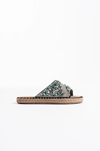 TB Terzi Bey Dennis women's black stone embroidered slippers