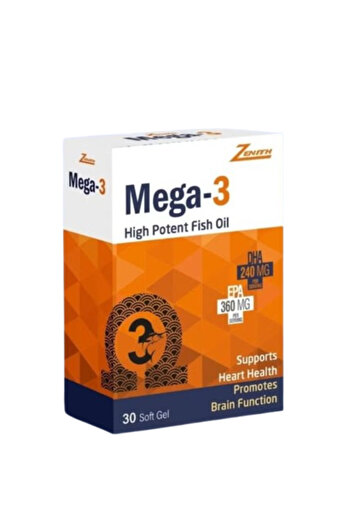 ZENİTH Mega-3 High Potent Fish Oil Soft Gel for Heart and Brain Supports 30's