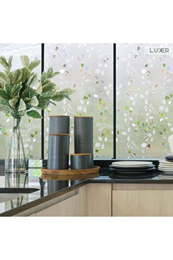 LUXER Decorative Privacy Window Film, Model - Autumn Leaves Pattern, Dimensions 200x60 cm,