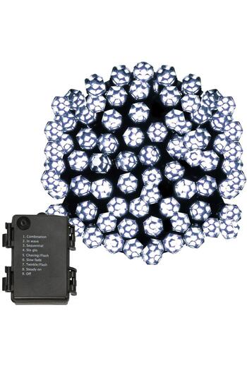 SERSIMO Outdoor garden lighting system, 9 meters, 120 crystal-shaped LEDs, battery-operated, white