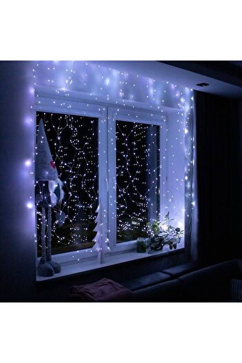 SERSIMO Light curtain 300 LEDs, 3m, for indoor/outdoor, remote control, white lighting