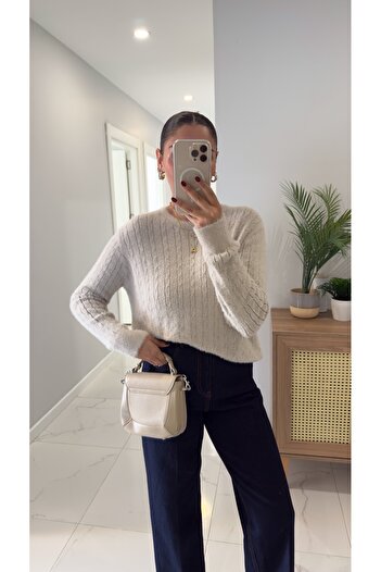 BİRCANÇİL Gensi Stone Hair Braided Knitwear