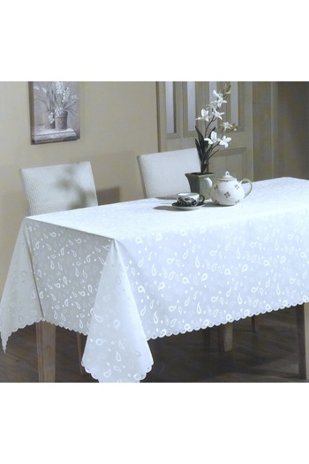 Valentini Bianco Tablecloth Valentini Bianco, waterproof, white, 140x180 cm, Lux Burned Edge