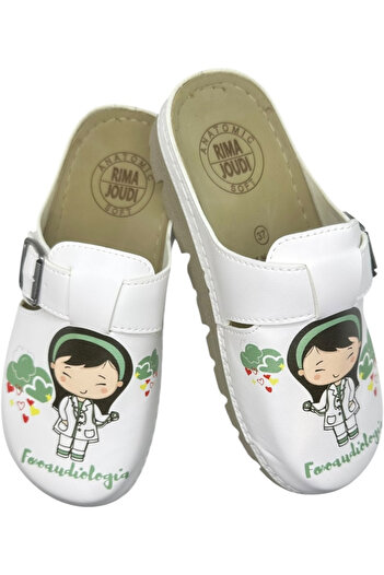 TECOS Tecos® Women's Sanitary Clogs - White with Printed , size 36, 23 centimeters