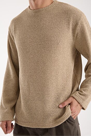 Store Crew Neck Oversize Lycra Knitwear Look Sweatshirt