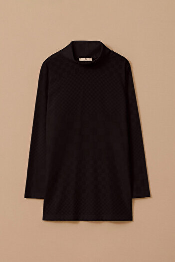 SEÇİL Women's Patterned Long Knitted Sweater - Black