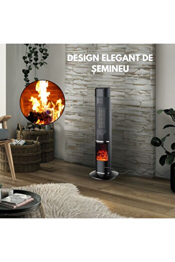 varioshop Electric Heater, 2000W, Fireplace Effect, Adjustable Thermostat, Remote Control