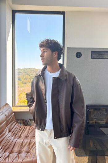 Flaw Wear Bomber Leather Jacket