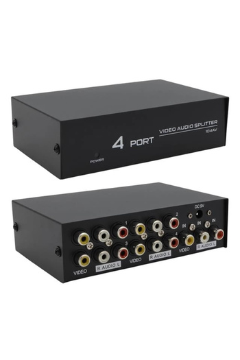 Powermaster AV-104 4 منافذ AV CVBS RCA موزع مقسم الصوت والفيديو