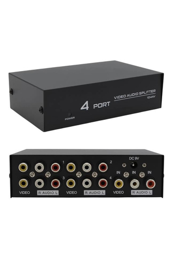 Powermaster AV-104 4 منافذ AV CVBS RCA موزع مقسم الصوت والفيديو