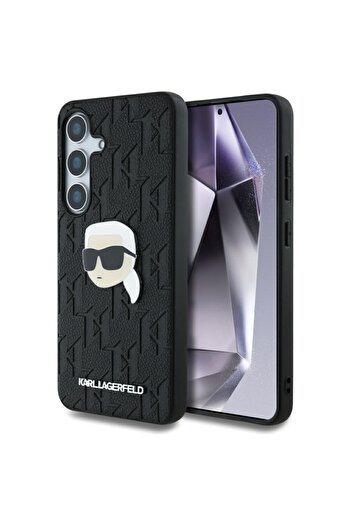 Karl Lagerfeld Case for Samsung Galaxy S25, Hardcase Leather Monogram - Black Karl