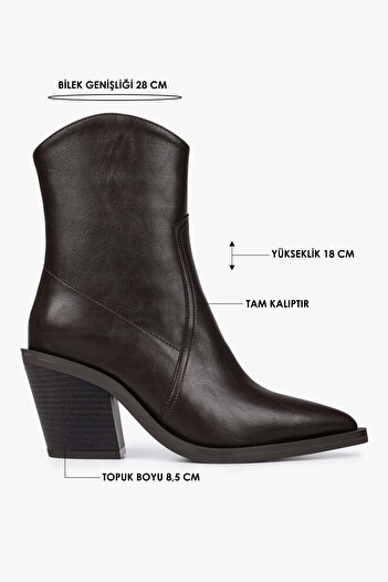 Shoeberry Γυναικείες μπότες καουμπόικες Bellini καφέ δερμάτινες