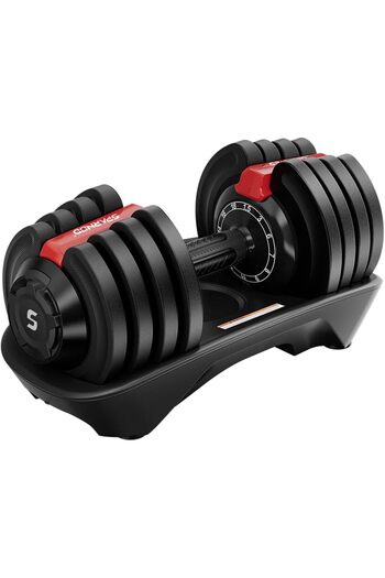Sparnod Fitness SAD-18 Adjustable Dumbbell 18kg, 12 Weight Levels, Quick Adjust, Safety Lock & Base