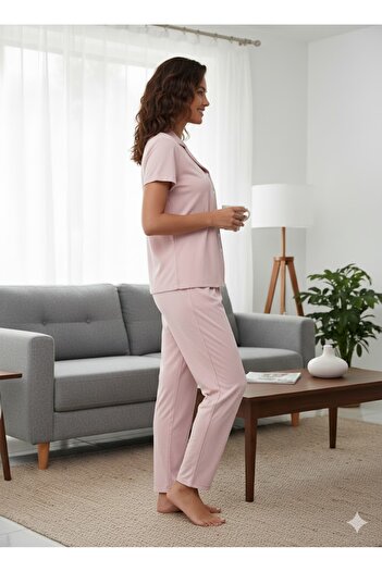 FAMES PİJAMA Women's Buttoned Pajamas Set
