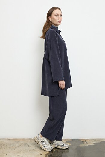 QANU Lilora Velvet Suit Navy Blue
