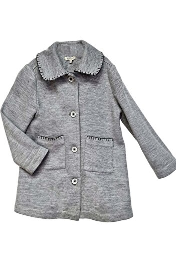Ozmoz By Mukadder Özden Knitted Fabric Gray Winter Girl's Coat