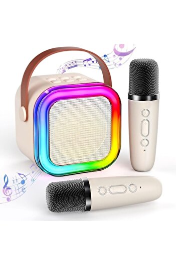 OEM Portable Karaoke Speaker with 2 Microphones, LED Lights, 10-12 Hours Battery Life, Pink